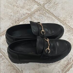 Black Loafers with Gold Detail